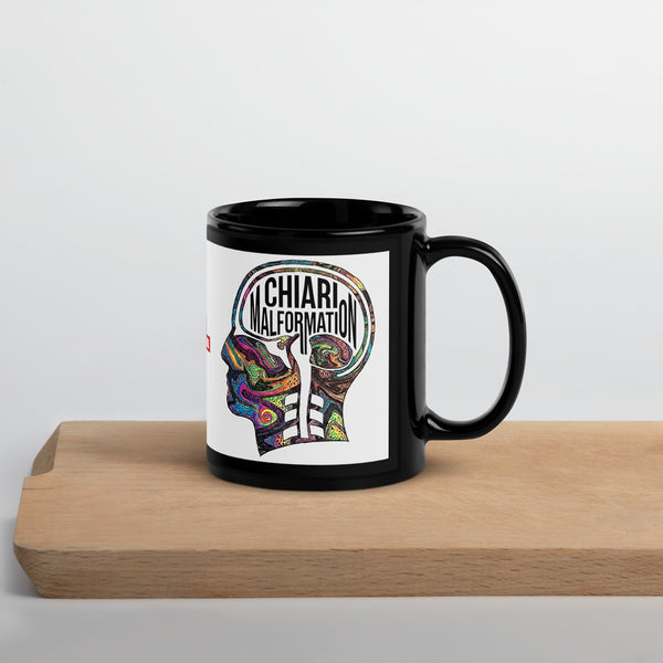 ILLTOCHILL CM Chiari Malformation awareness gift Black Glossy Mug – Lifestyle 3 Handle on Right