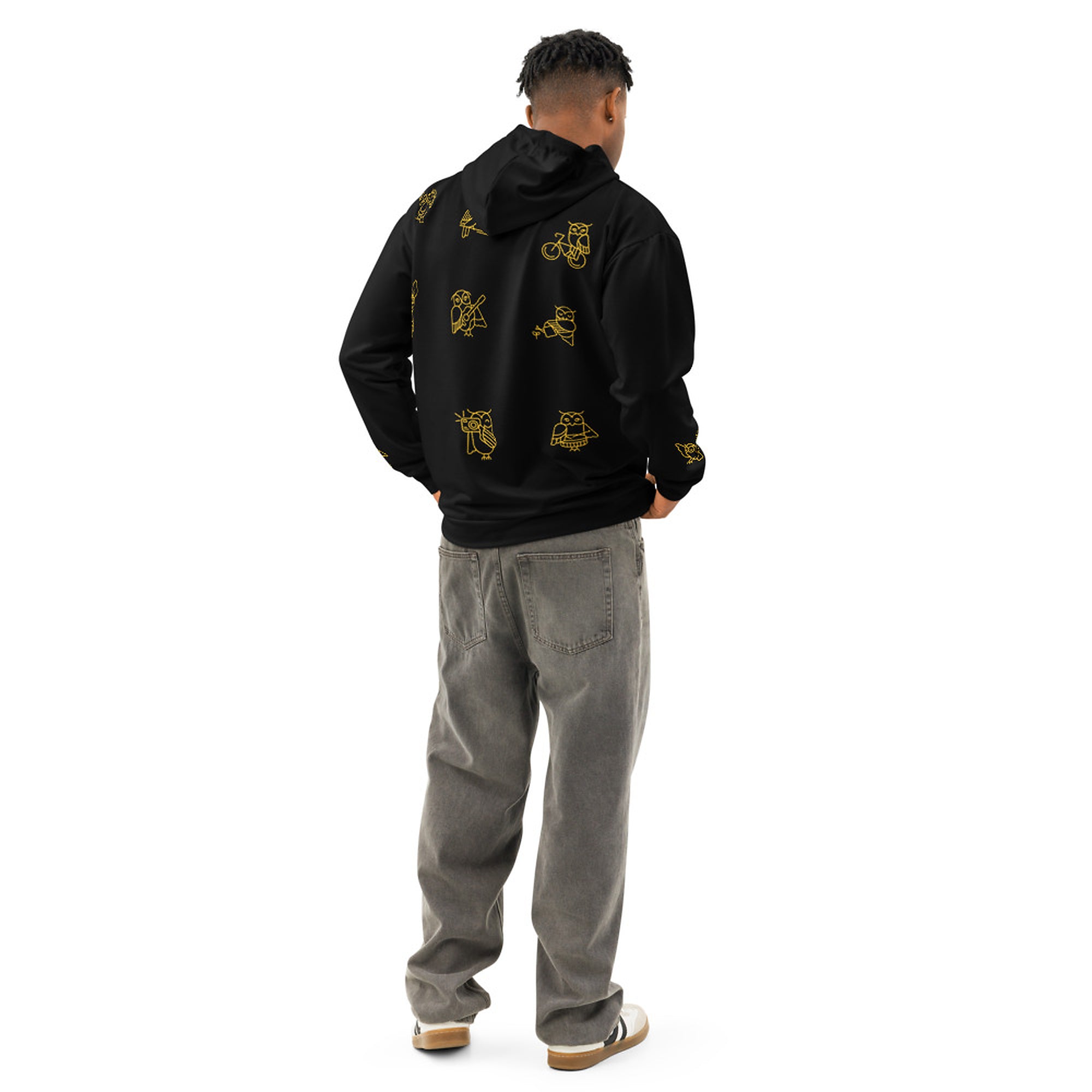 ILLTOCHILL Insomnia Night Owl Unisex Cotton Hoodie – Men's Back (Black)