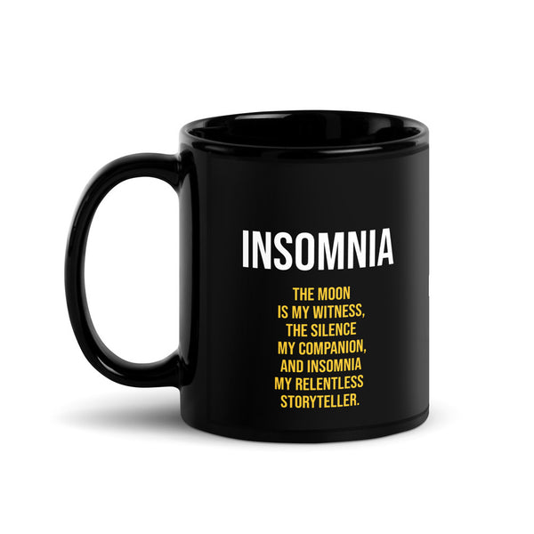 ILLTOCHILL Insomnia Night Owl Black Glossy Mug – Flat Handle on Left