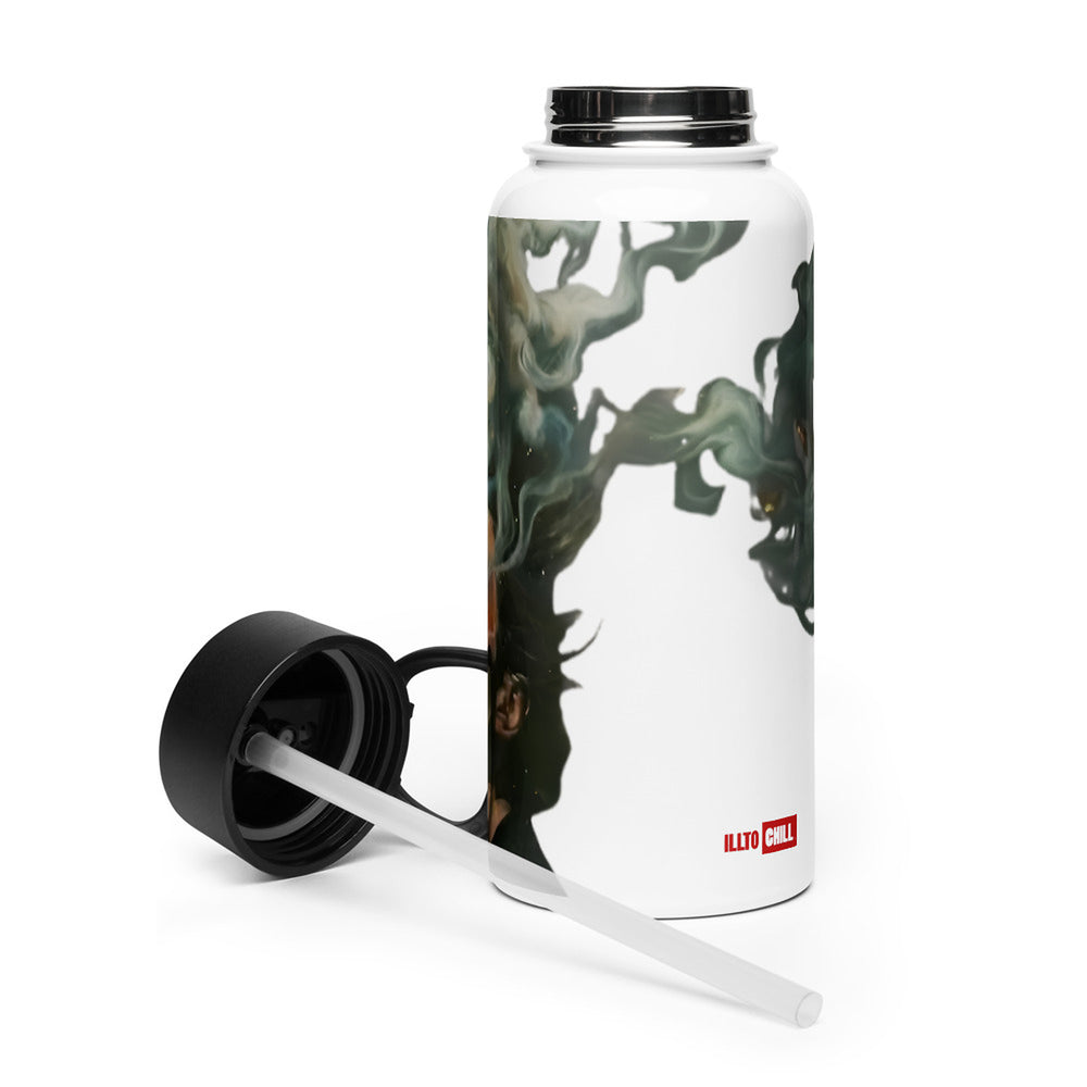 ILLTOCHILL Asthma awareness gift Stainless steel water bottle with a straw lid – Flat 2 Left