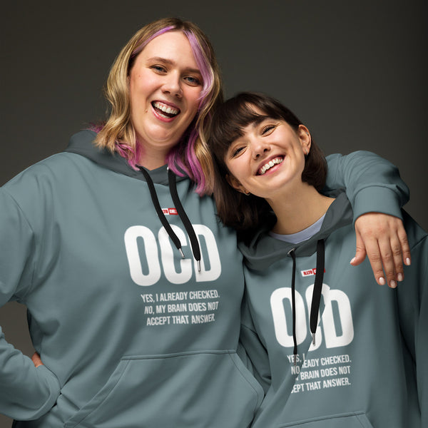 ILLTOCHILL OCD awareness Obsessive-Compulsive Disorder gift heavyweight Unisex Hoodie – Couples Front (Black)