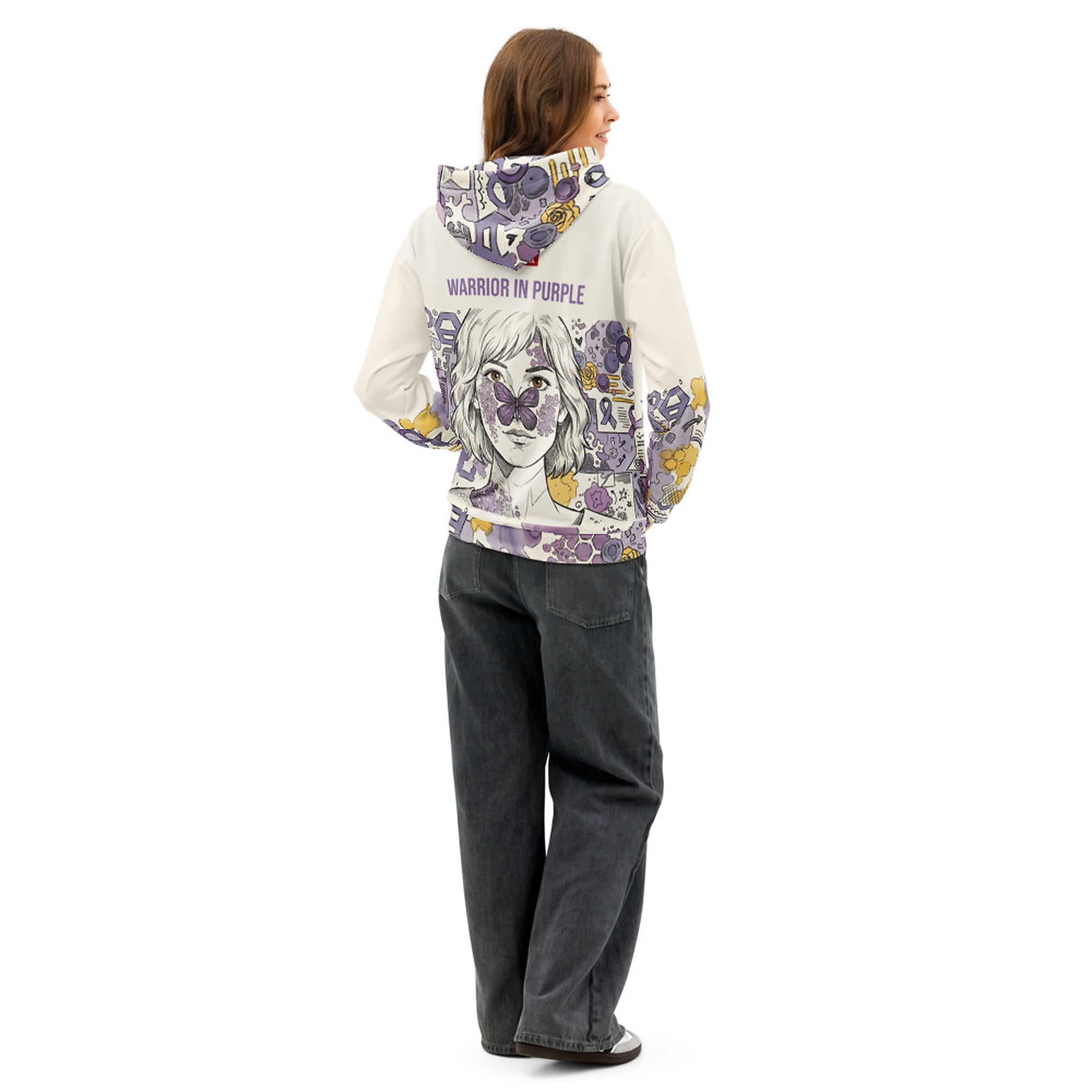 ILLTOCHILL Lupus awareness gift cotton hoodie – Women's Back (Black)