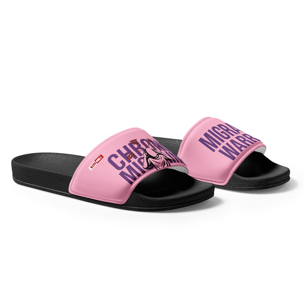 ILLTOCHILL Chronic Migraine Awareness Women's Slides – Flat Right Front (Chronic Migraine Awareness Women's Slides)