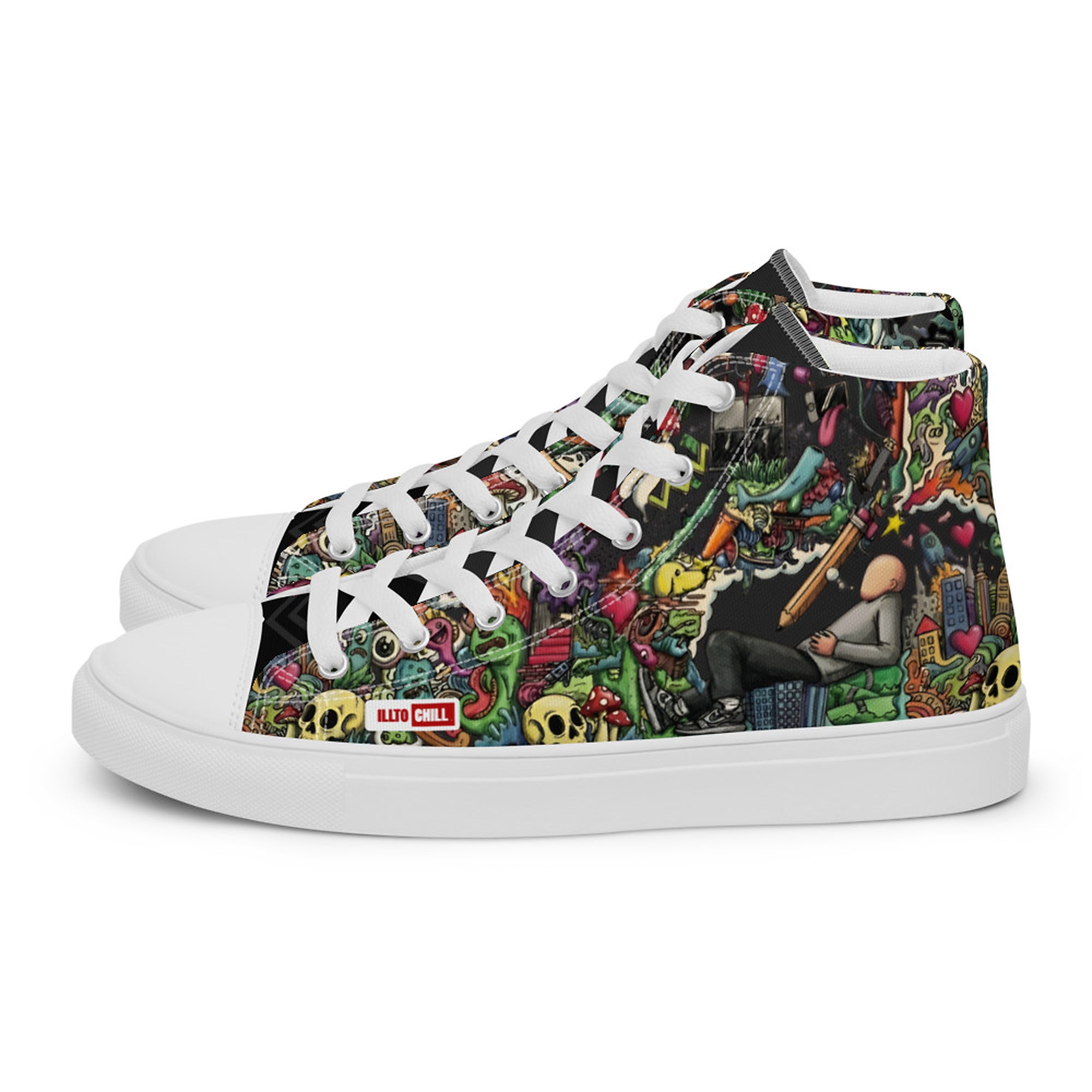 ILLTOCHILL Adhd Attention deficit awareness gift Men’s high top canvas shoes – Flat Left