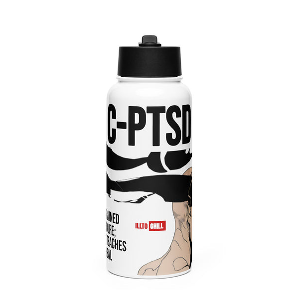 ILLTOCHILL CPTSD awareness gift Stainless steel water bottle with a straw lid – Flat Front
