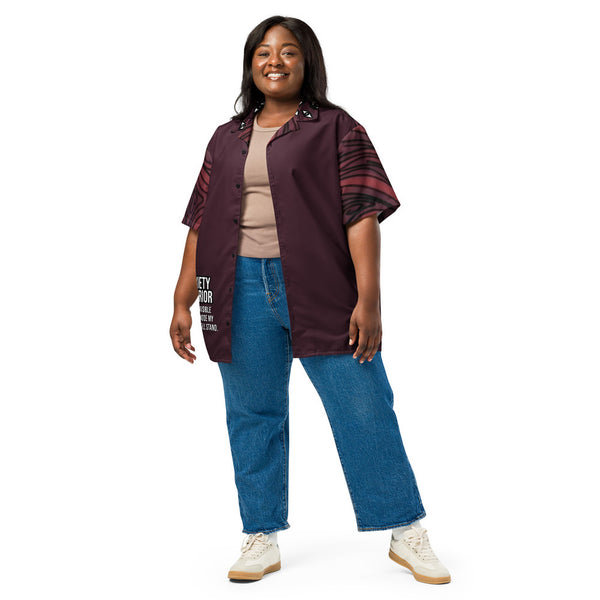 ILLTOCHILL Anxiety awareness Unisex button shirt – Women's 3 Front (Black)