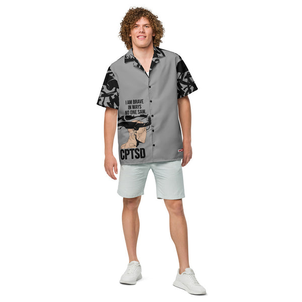 ILLTOCHILL CPTSD awareness Complex Post Traumatic Stress Disorder Unisex button shirt – Men's Front (Black)