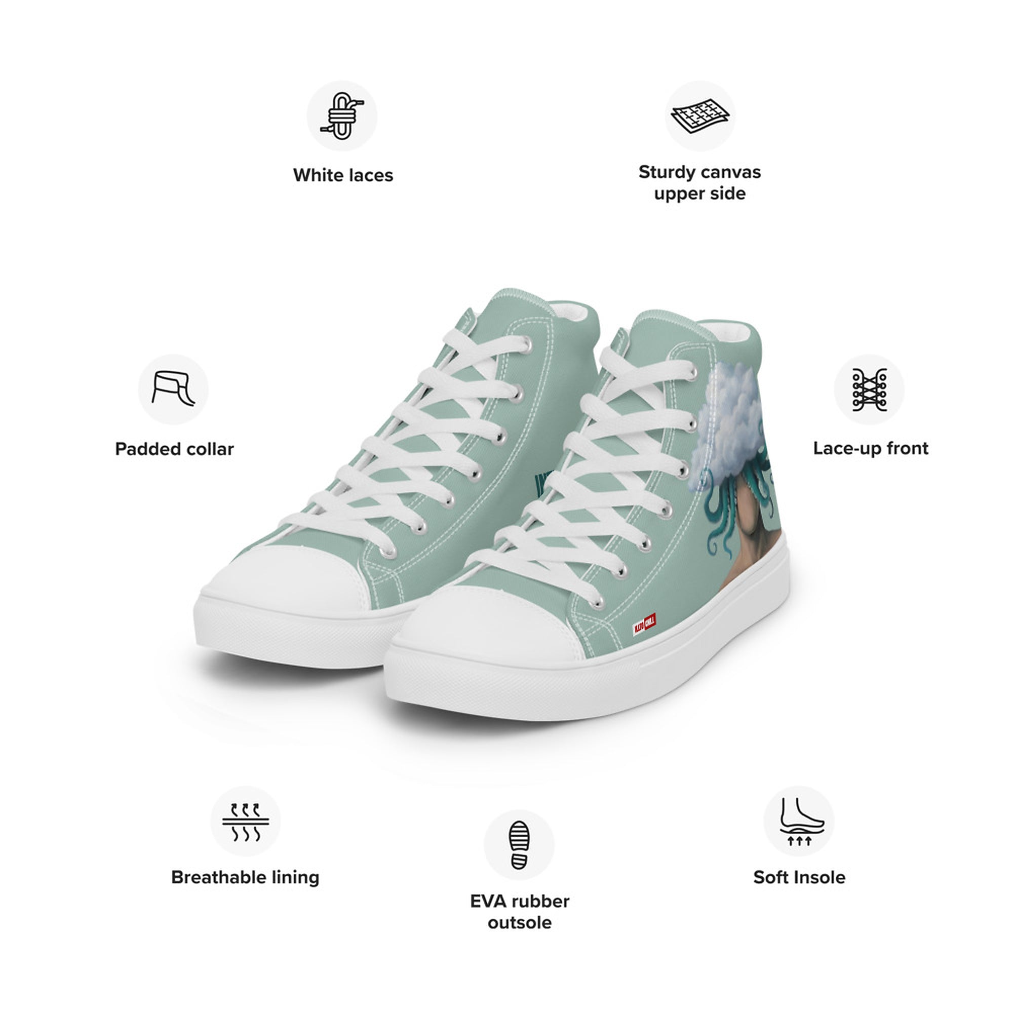 ILLTOCHILL OCD awareness Obsessive-Compulsive Disorder gift Men’s high top canvas shoes – Product specs Left Front