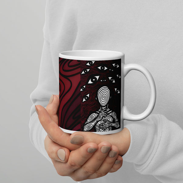 ILLTOCHILL Anxiety awareness gift White glossy mug – Lifestyle 3 Handle on Right