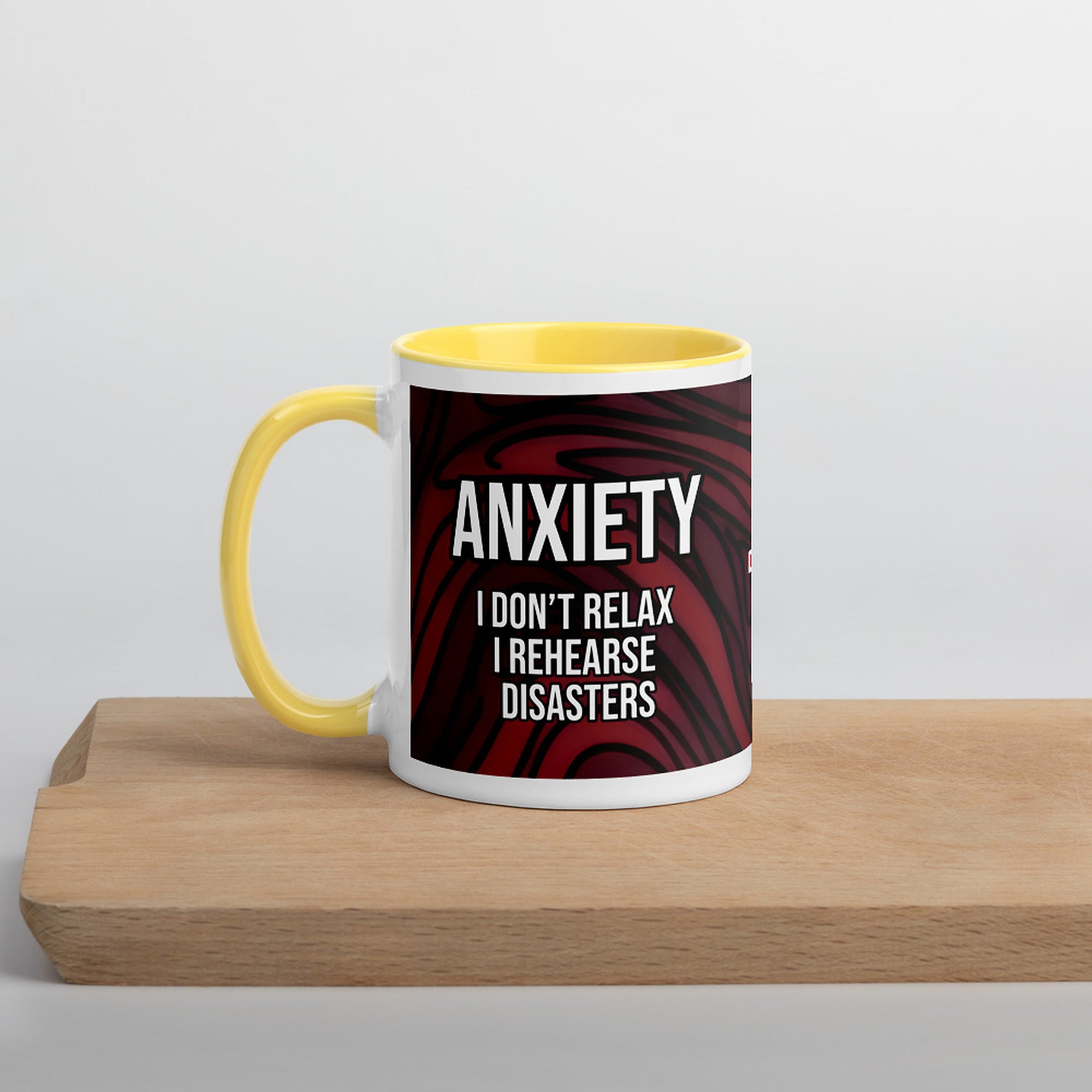 ILLTOCHILL Anxiety awareness gift Mug with Color Inside – Lifestyle Left
