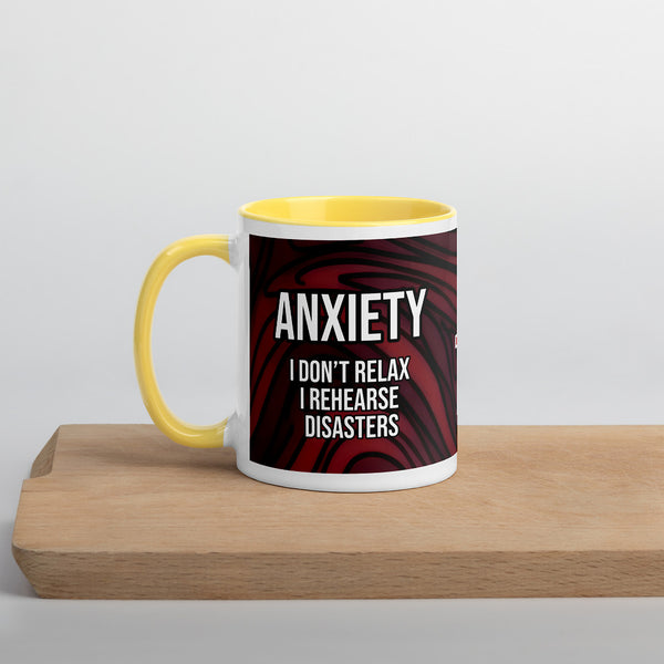 ILLTOCHILL Anxiety awareness gift Mug with Color Inside – Lifestyle Left