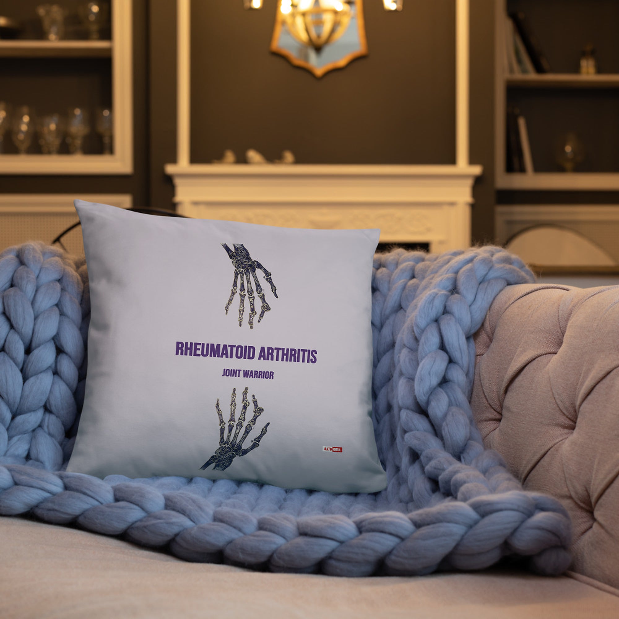 ILLTOCHILL RA awareness Rheumatoid Arthritis support gift Pillow – Lifestyle Front Lifestyle 3 (Black)