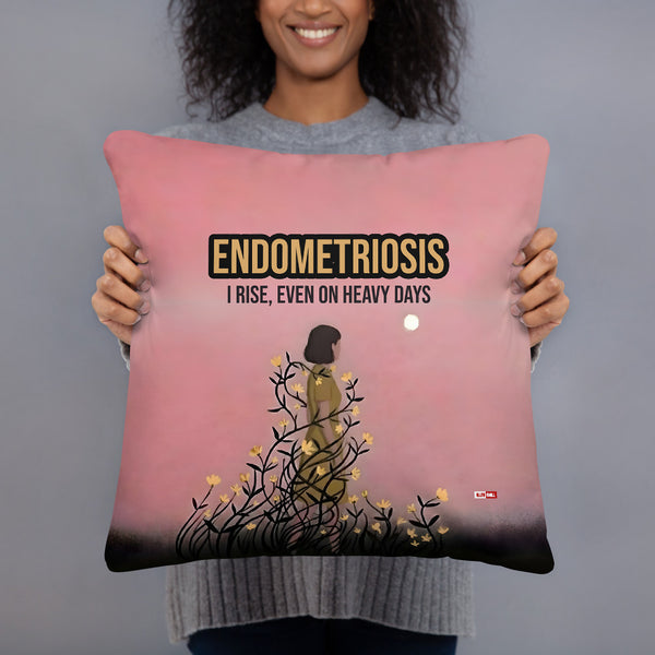 ILLTOCHILL Endometriosis Awareness Pillow – Person Front (Black)
