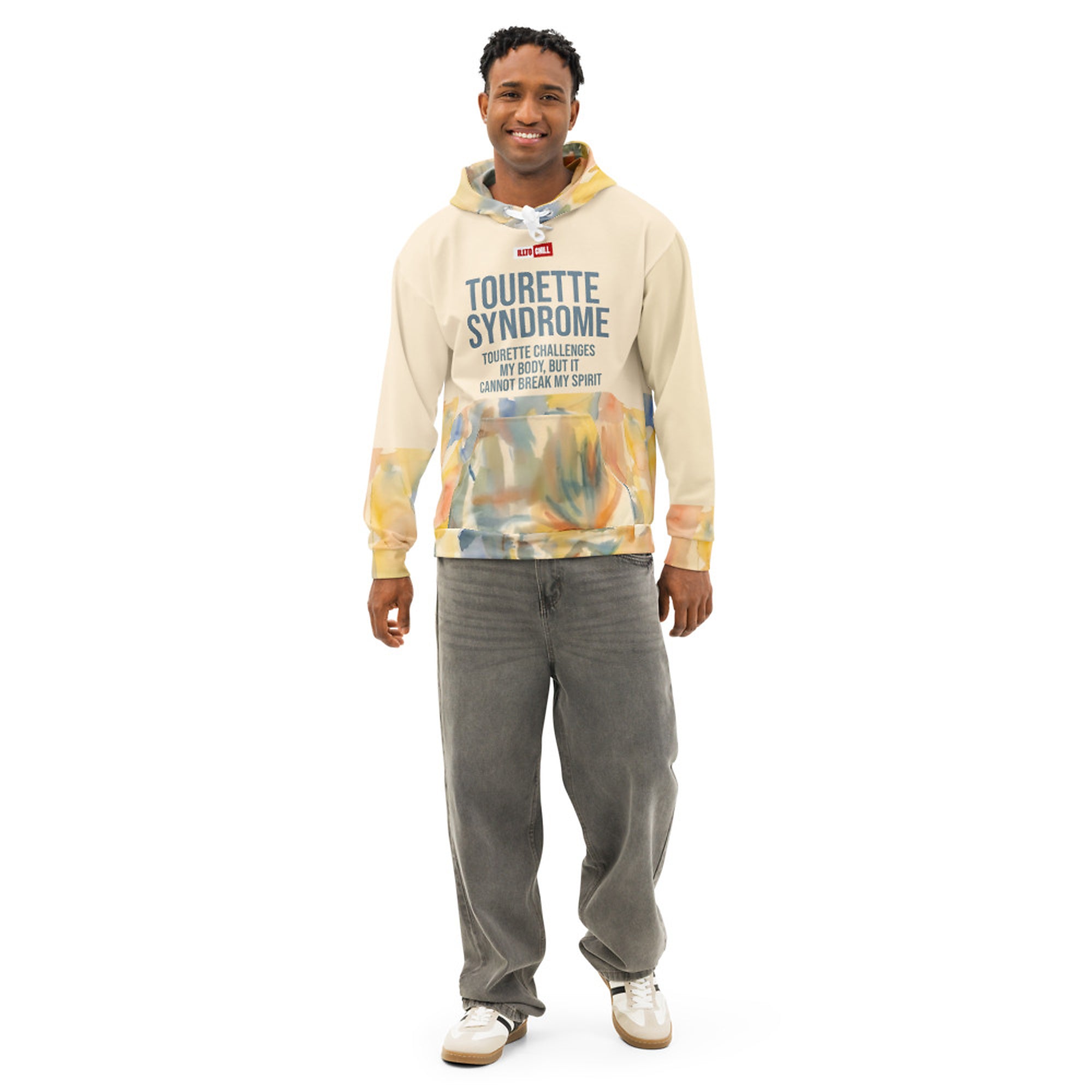 ILLTOCHILL Tourette syndrome awareness TS gift Unisex cotton hoodie – Men's Front (White)