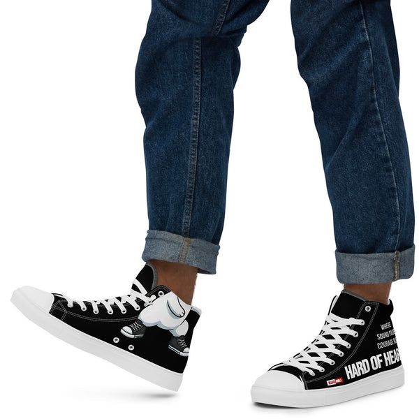 ILLTOCHILL Hard of hearing support gift for hearing impaired Men’s high top canvas shoes – Men's Lifestyle Left