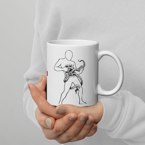 ILLTOCHILL Crohn's disease awareness and support gift White glossy mug – Lifestyle 3 Handle on Right