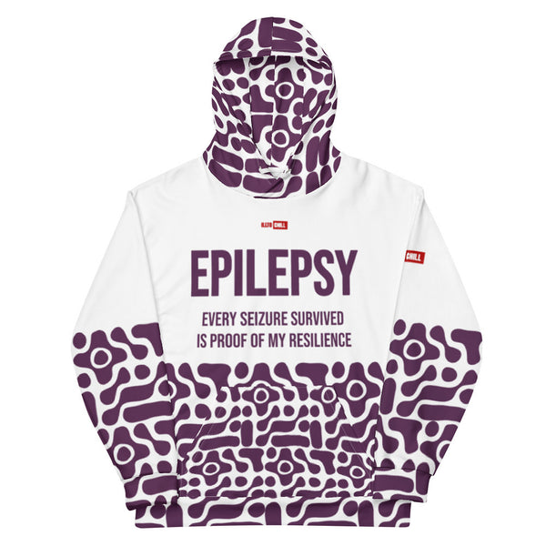 ILLTOCHILL Epilepsy awareness and support gift heavyweight Unisex Hoodie – Flat Front (White)