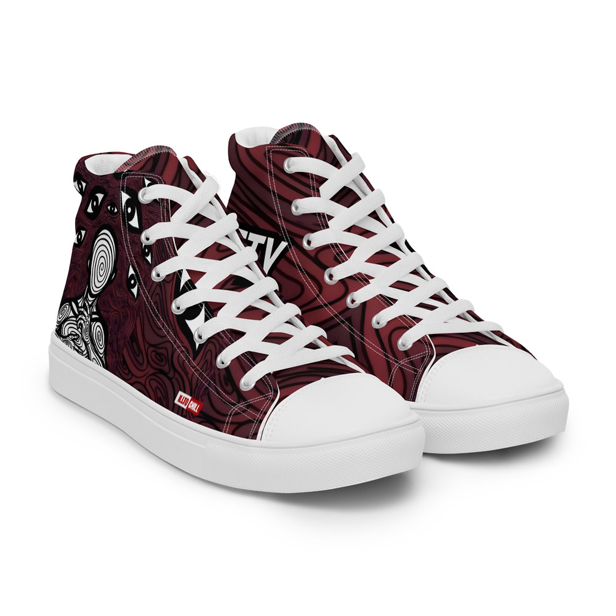 ILLTOCHILL Anxiety awareness gift Men’s high top canvas shoes – Flat Right Front