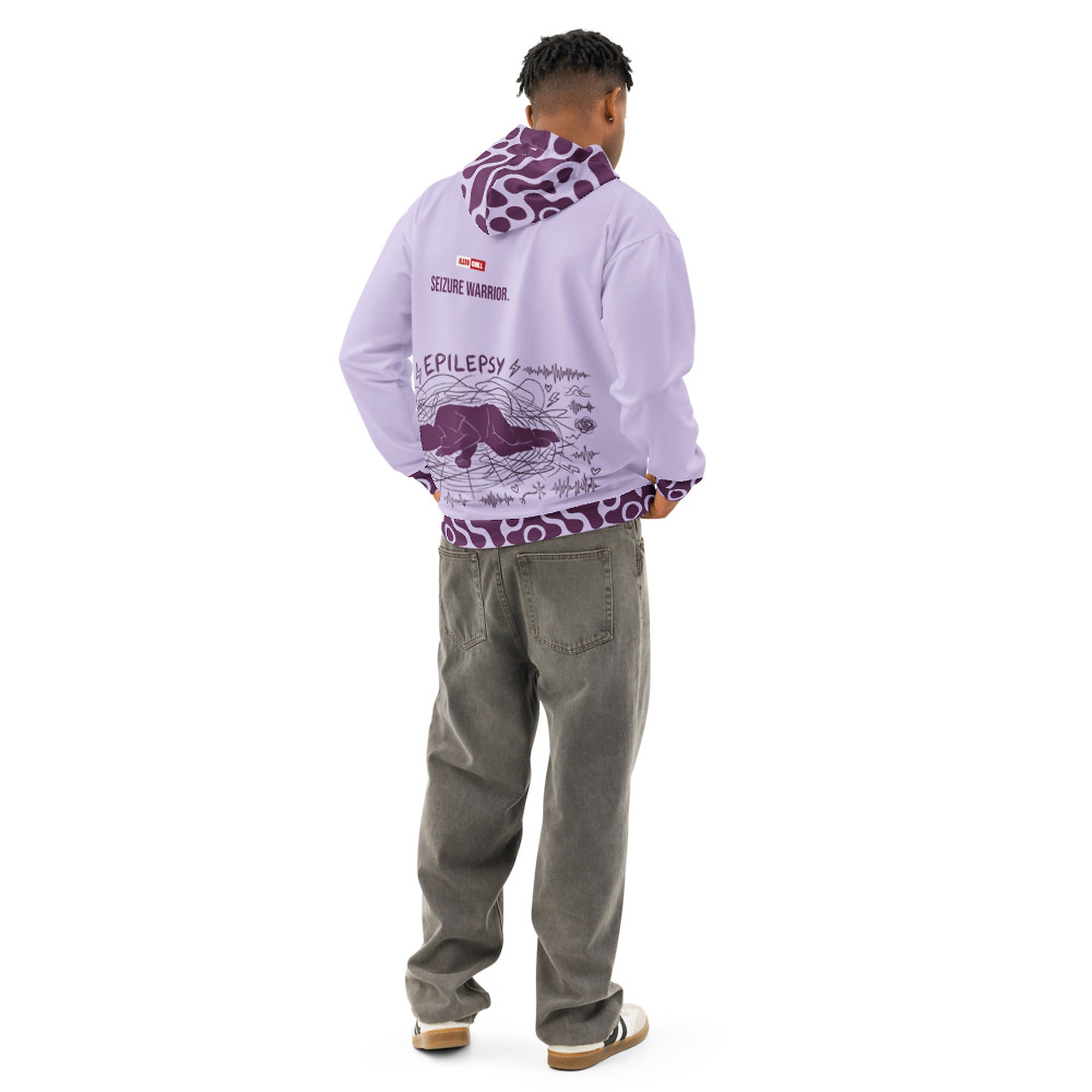 ILLTOCHILL Epilepsy awareness and support gift Unisex cotton hoodie – Men's Back (White)