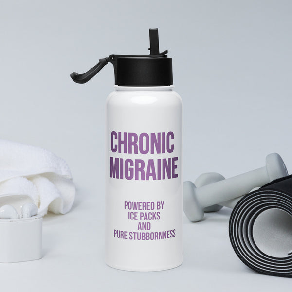 ILLTOCHILL Chronic Migraine awareness gift Stainless steel water bottle with a straw lid – Lifestyle 2 Right