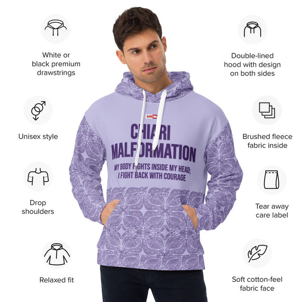 ILLTOCHILL CM Chiari Malformation awareness gift heavyweight unisex hoodie – Product specs Front (White)