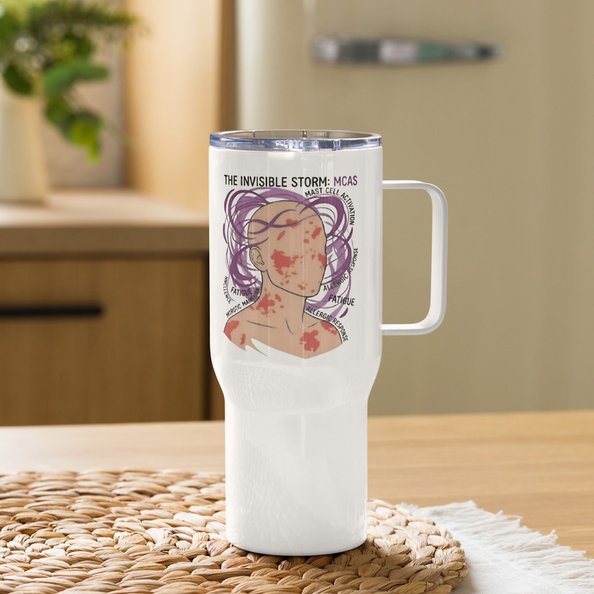 ILLTOCHILL MCAS awareness Mast cell activation syndrome gift Travel mug with a handle – Lifestyle 2 Left