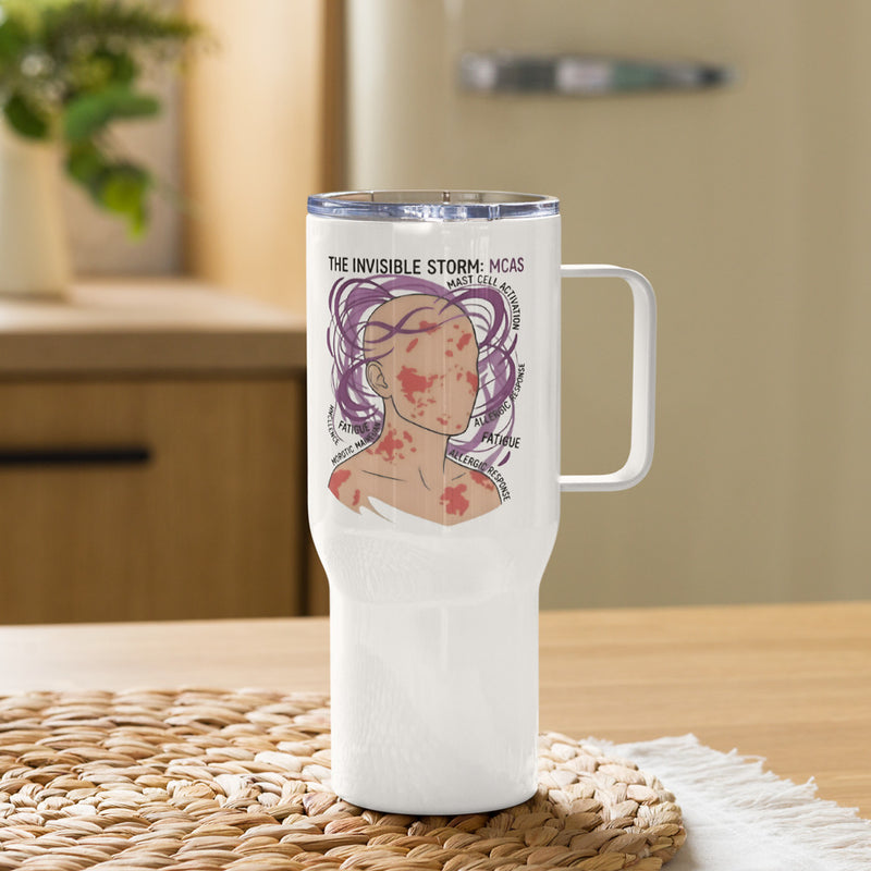 ILLTOCHILL MCAS awareness Mast cell activation syndrome gift Travel mug with a handle – Lifestyle 2 Left