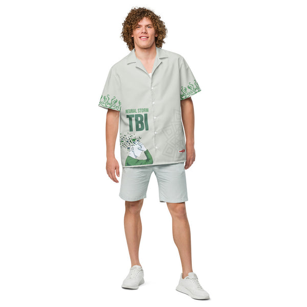 ILLTOCHILL TBI Traumatic brain injury support Unisex button shirt – Men's Front (White)