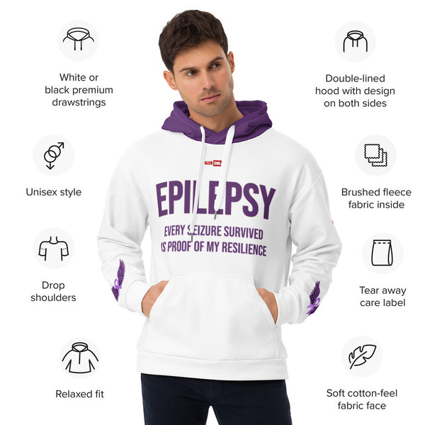 ILLTOCHILL Epileptic seizues awareness epilepsy gift heavyweight Unisex Hoodie – Product specs Front (White)