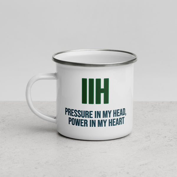 ILLTOCHILL IIH awareness Idiopathic Intracranial Hypertension support gift Enamel Mug – Lifestyle 3 Left