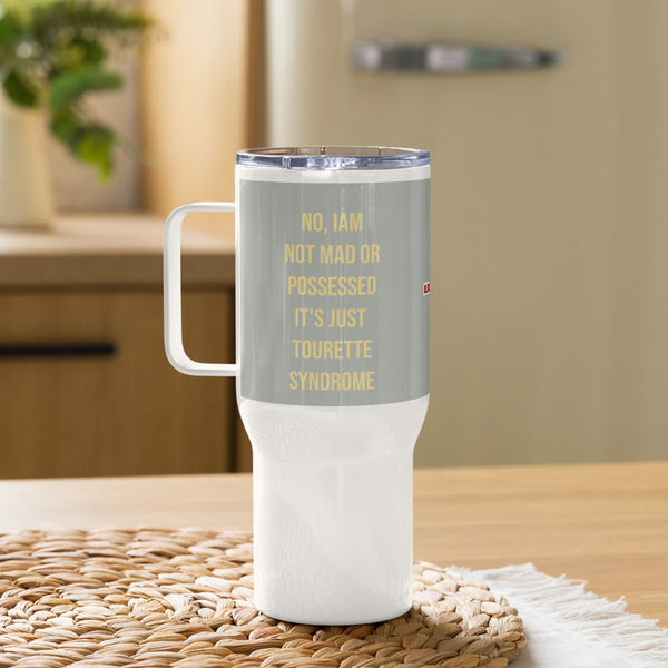 ILLTOCHILL Tourette syndrome awareness TS gift Travel mug with a handle – Lifestyle 2 Right
