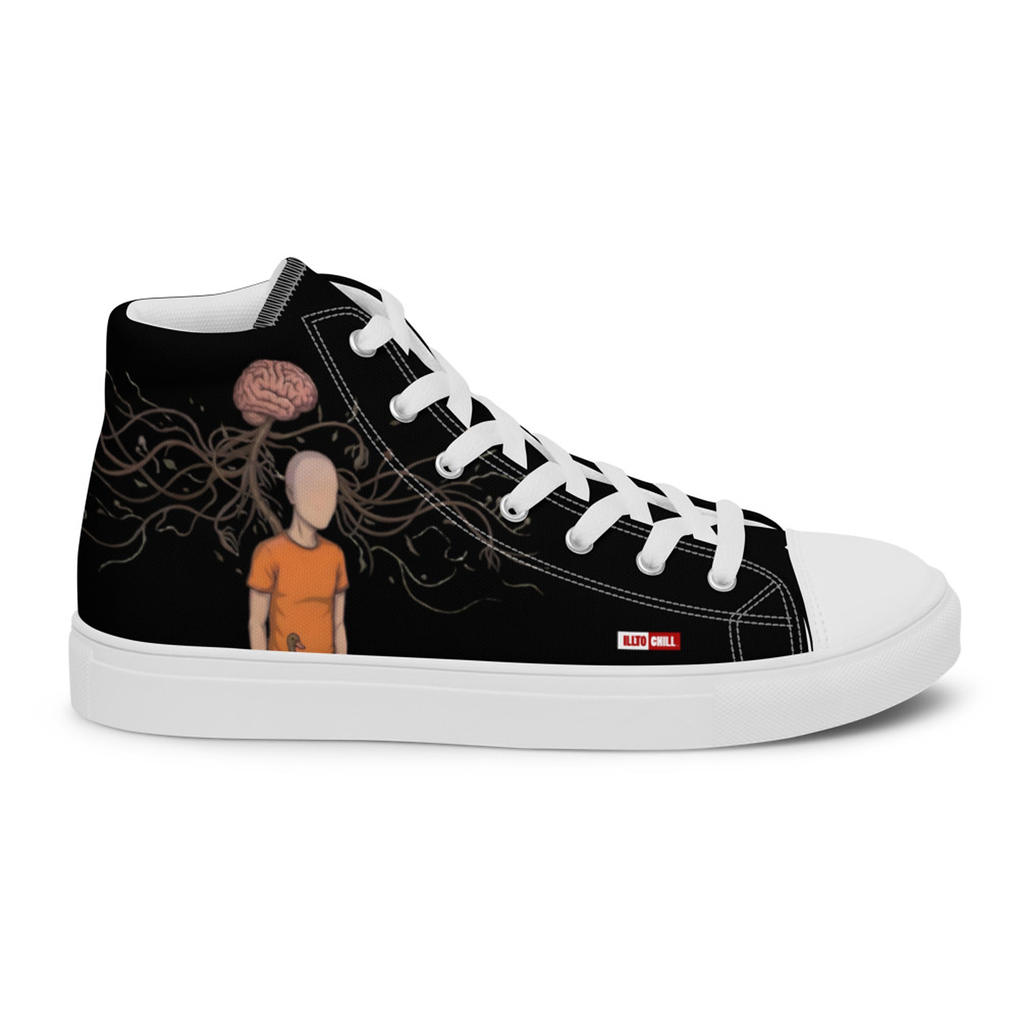 ILLTOCHILL MS awareness Multiple Sclerosis support gift Men’s high top canvas shoes – Flat 2 Right Outside
