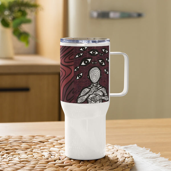 ILLTOCHILL Anxiety awareness gift Travel mug with a handle – Lifestyle 2 Left