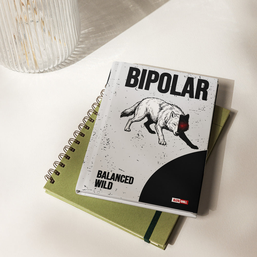 ILLTOCHILL Bipolar disorder gift Hardcover journal matte – Lifestyle 2 Front (Illtochill Bipolar Disorder Gift Hardcover Journal Matte)