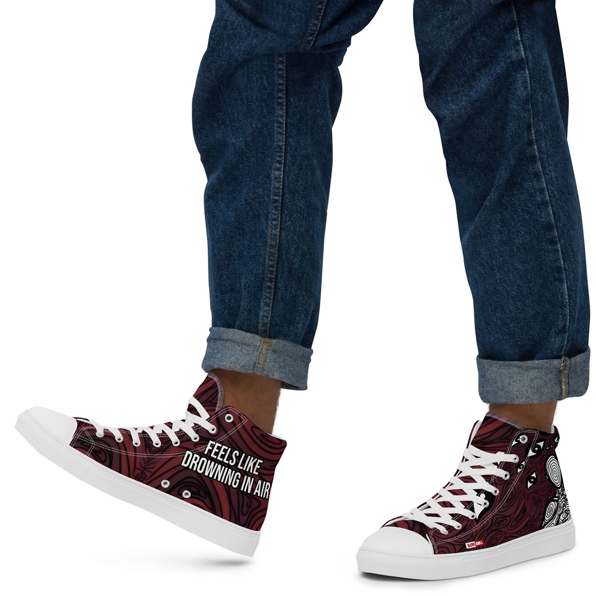 ILLTOCHILL Anxiety awareness gift Men’s high top canvas shoes – Men's Lifestyle Left