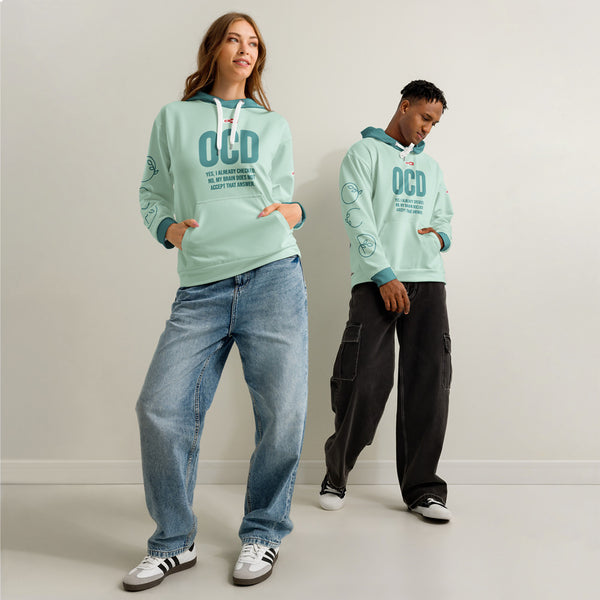 ILLTOCHILL OCD Support Obsessive-Compulsive Disorder gift Unisex cotton hoodie – Duet Front (White)