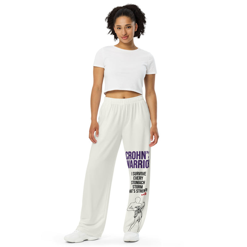 ILLTOCHILL Crohn's Disease Awareness Pants – Women's Front (White)