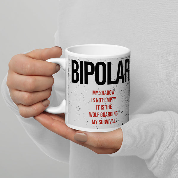 ILLTOCHILL Bipolar disorder gift White glossy mug – Lifestyle 3 Handle on Left
