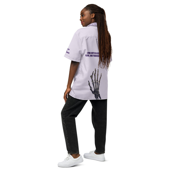 ILLTOCHILL RA awareness Rheumatoid Arthritis support Unisex button shirt – Women's Back (Black)