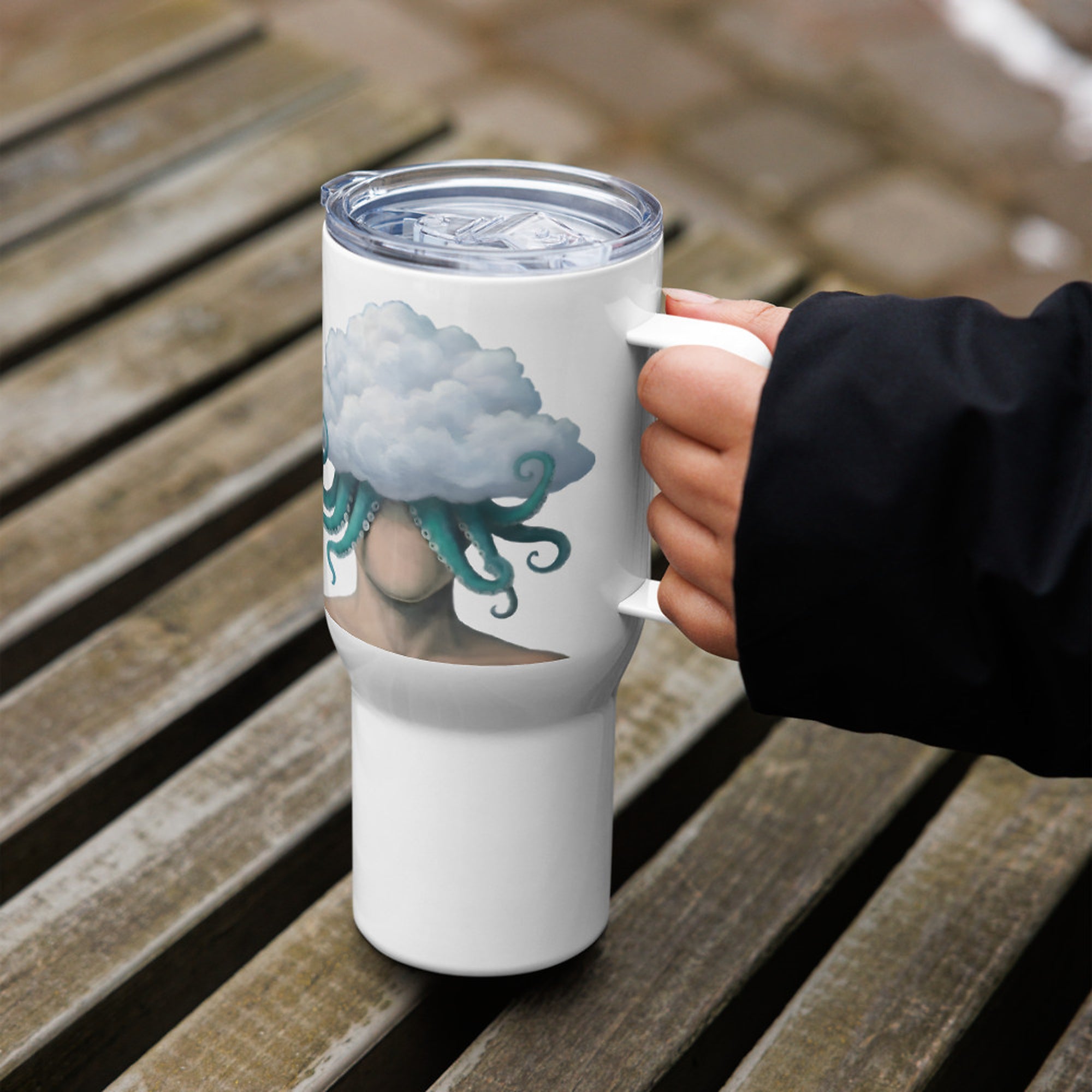 ILLTOCHILL OCD awareness Obsessive-Compulsive Disorder gift Travel mug with a handle – Lifestyle 6 Left