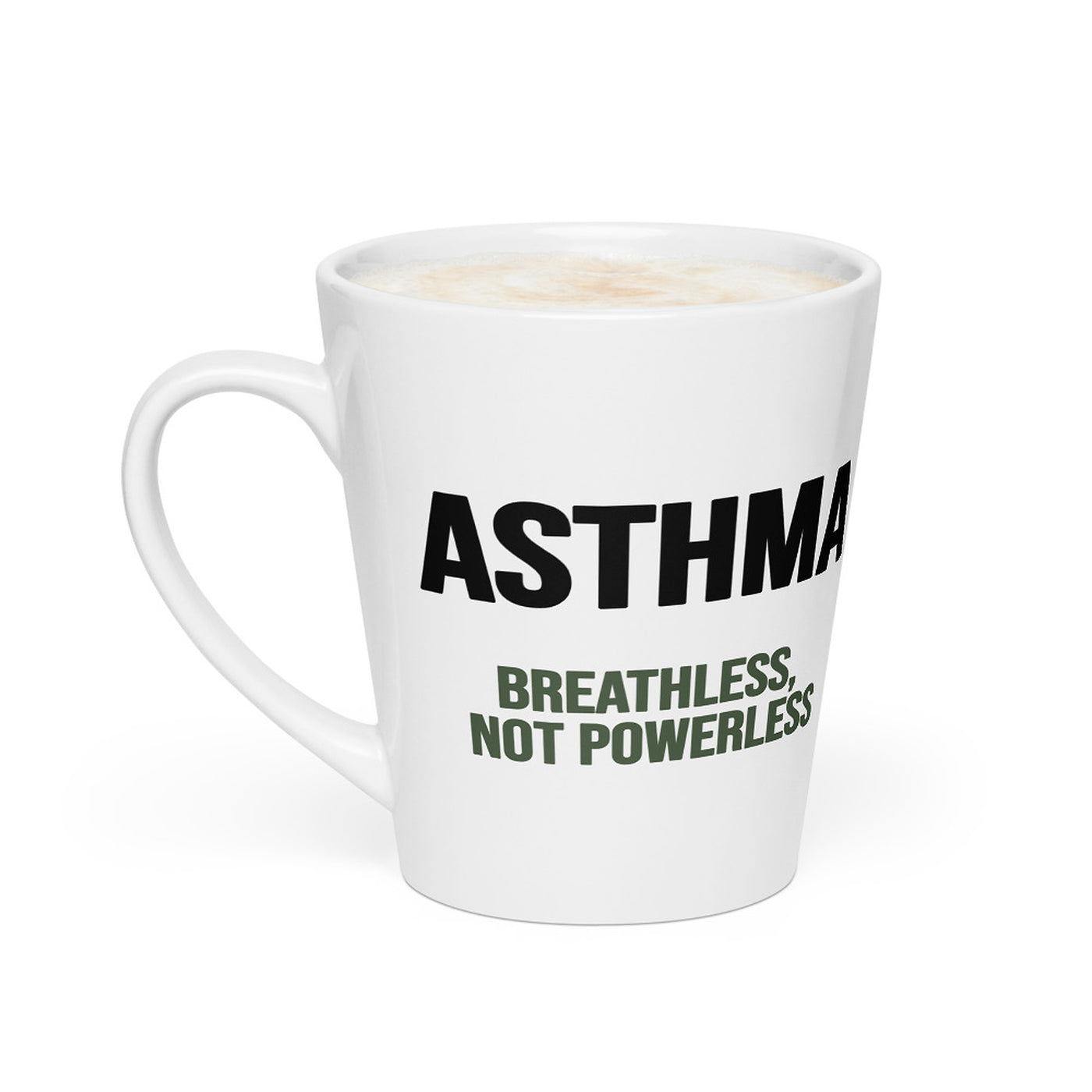 ILLTOCHILL Asthma awareness and support gift Latte mug – Flat 2 Left