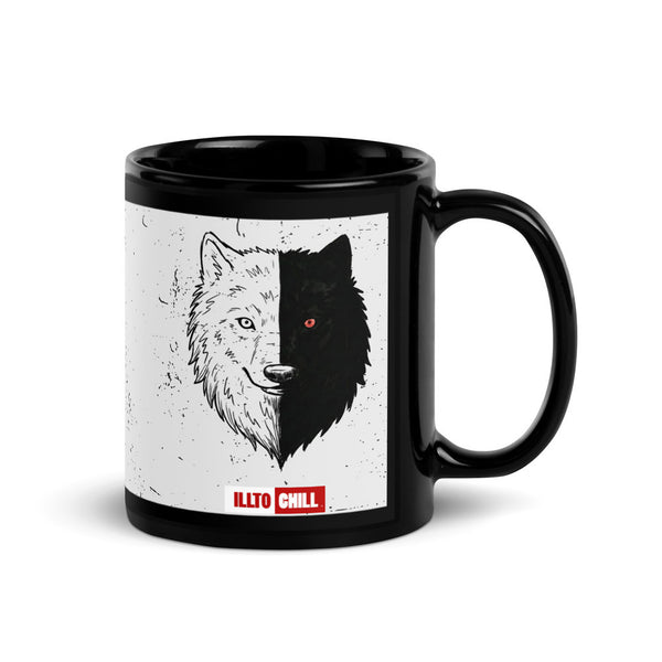 ILLTOCHILL Bipolar disorder gift Black Glossy Mug – Flat Handle on Right