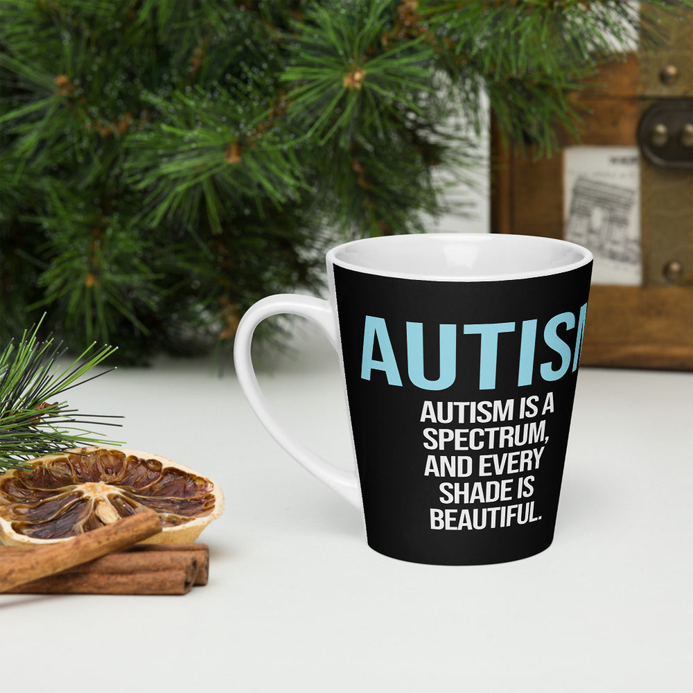 ILLTOCHILL Autism awareness neurodiversity gift Latte mug – Lifestyle 3 Left