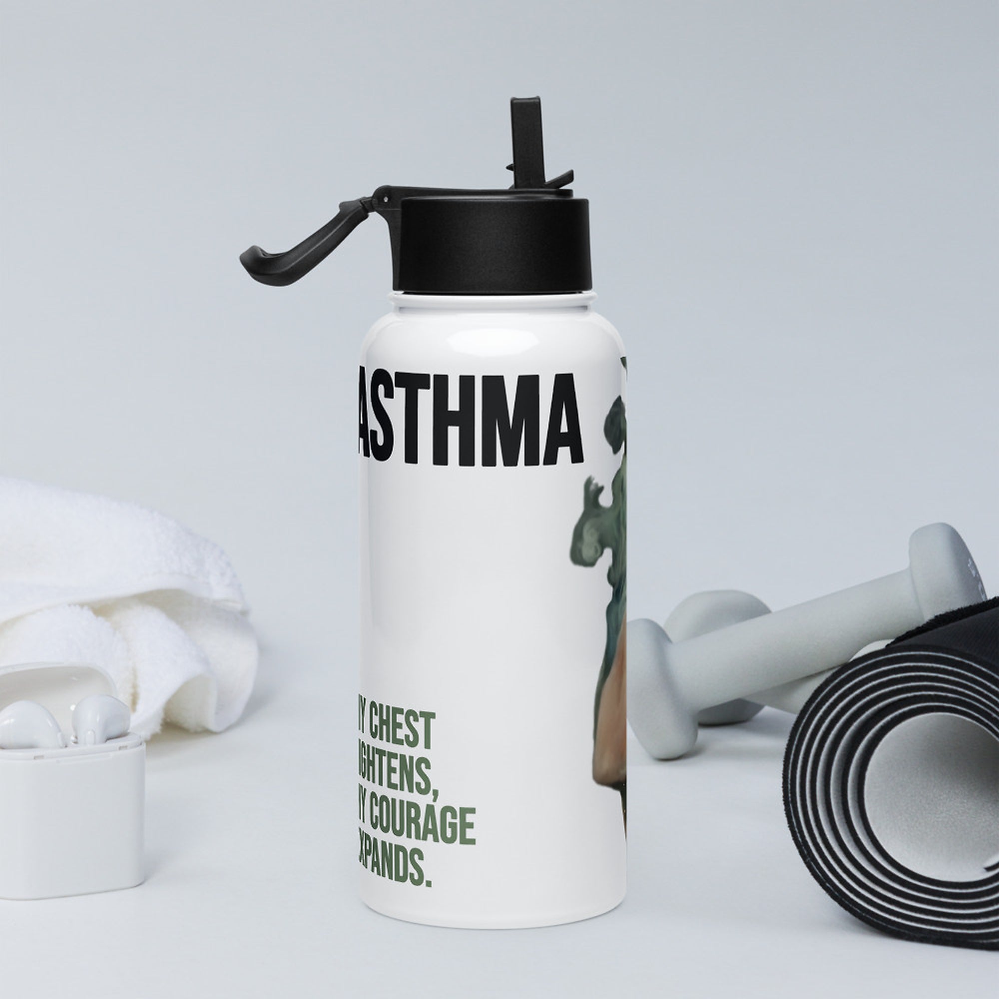ILLTOCHILL Asthma awareness gift Stainless steel water bottle with a straw lid – Lifestyle 2 Right