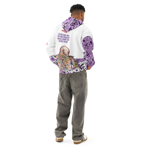 ILLTOCHILL Fibromyalgia awareness fibro gift cotton hoodie – Men's Back (Black)