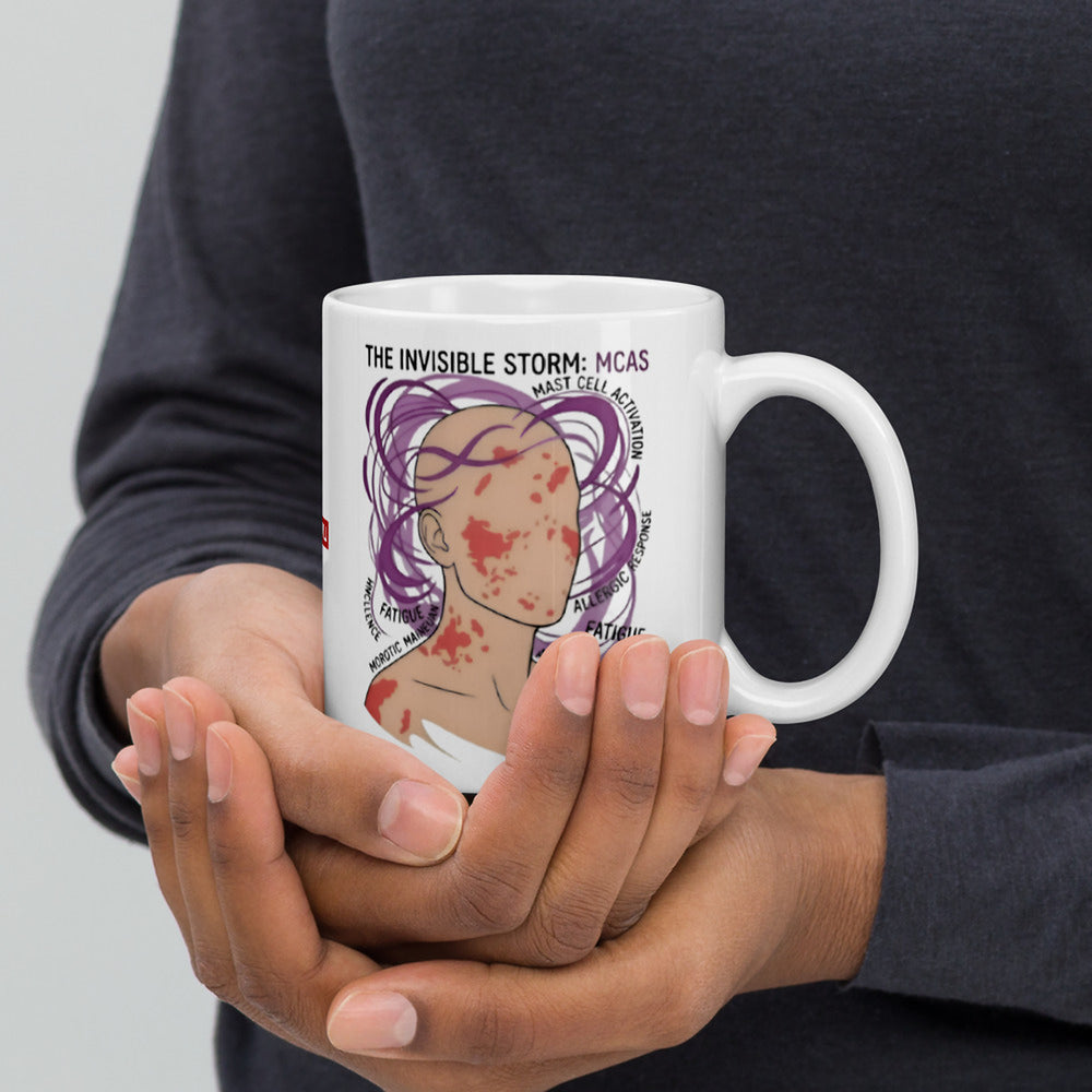 ILLTOCHILL MCAS awareness Mast cell activation syndrome gift White glossy mug – Lifestyle 2 Handle on Right