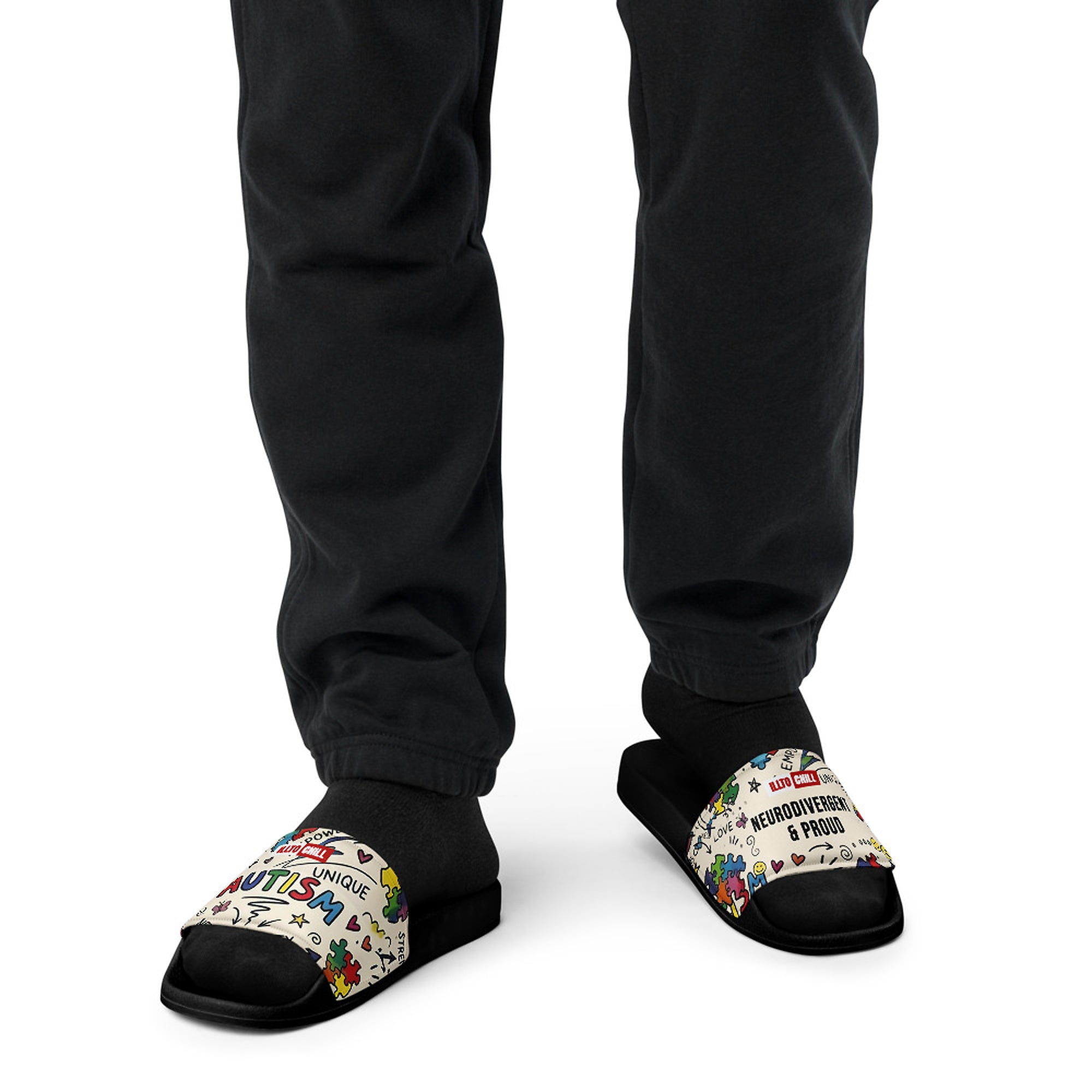 ILLTOCHILL Autism Awareness Men's Slides – Men's Front (Autism Awareness Men's Slides)