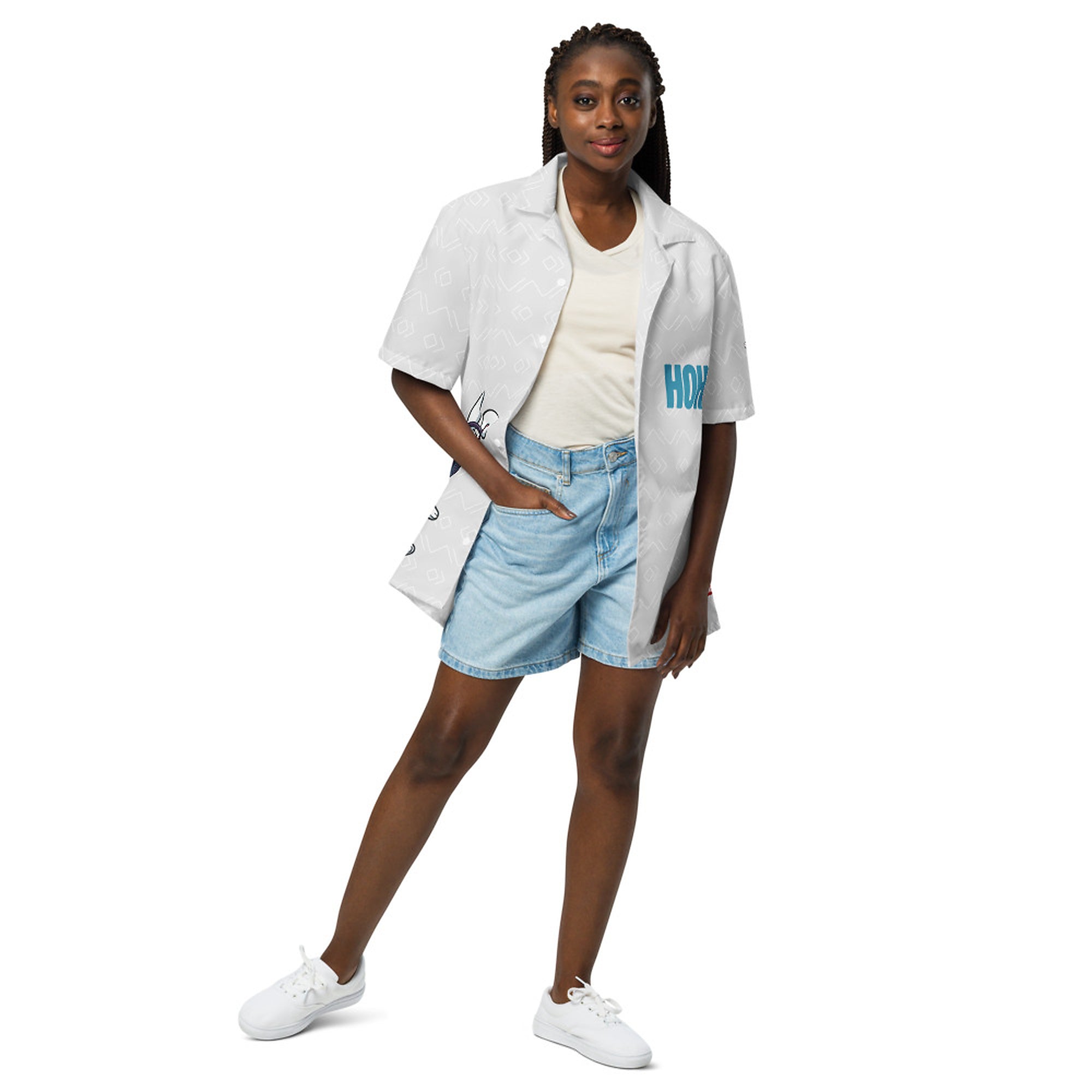 ILLTOCHILL Hard of Hearing awareness hearing impaired support Unisex button shirt – Women's Front (White)
