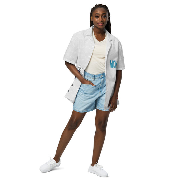 ILLTOCHILL Hard of Hearing awareness hearing impaired support Unisex button shirt – Women's Front (White)