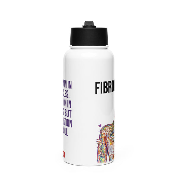 ILLTOCHILL Fibromyalgia awareness fibro gift Stainless steel water bottle with a straw lid – Flat Front